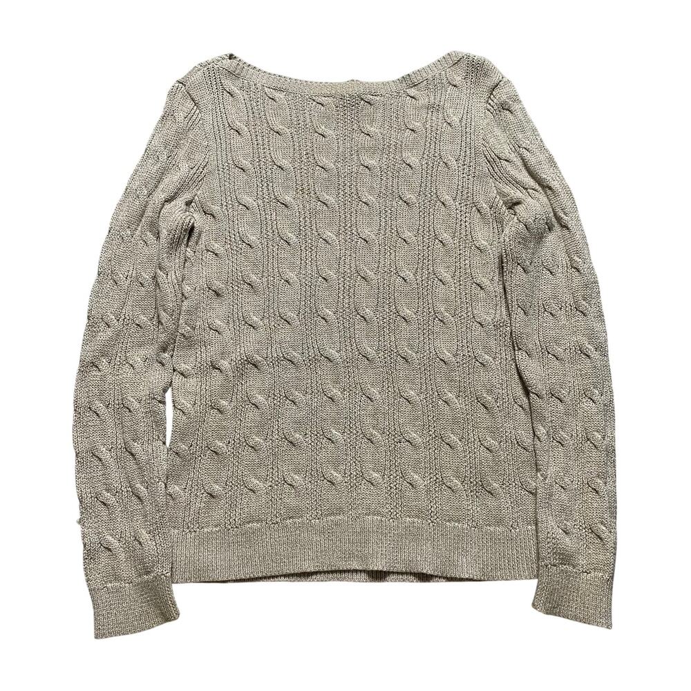 Black label, Lauren Ralph, Lauren, tan cableknit sweater size medium
